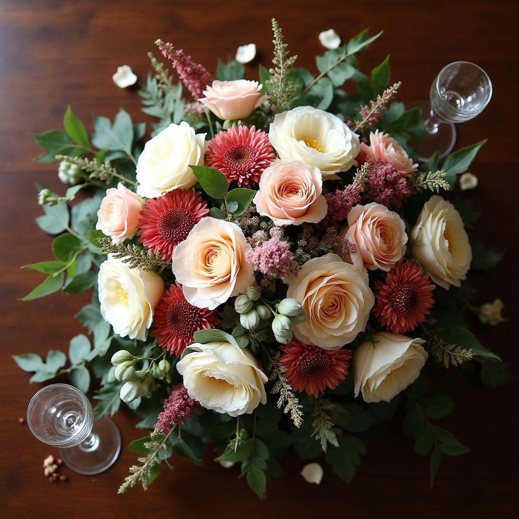 Aranjament floral pe masă pentru eveniment